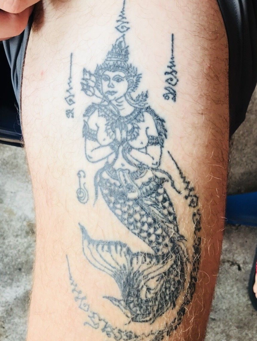 Suwanmucha Mermaid Yant — traditional Thai Sak Yant tattoo in Thailand